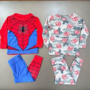 Spider-Man Themed Kids Pajama PJ Set of 2 - Red and Blue / Red and Gray